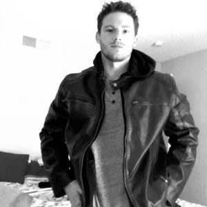 Guess Black Leather Jacket with hoodie